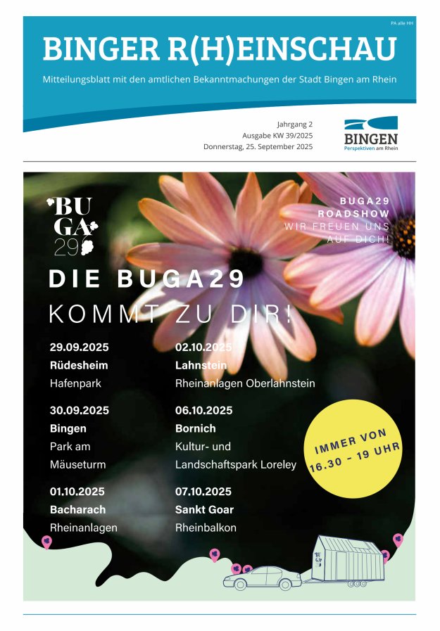 Binger R(h)einschau - Mitteilungsblatt mit den Amtlichen Bekanntmachungen der Stadt Bingen Titelblatt 39/2025