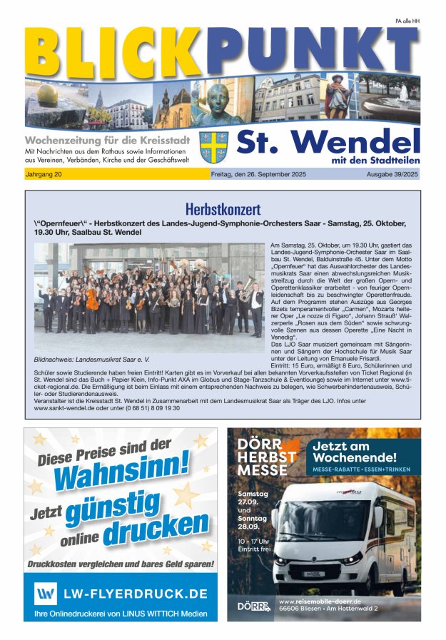 Blickpunkt St Wendel Titelblatt 39/2025