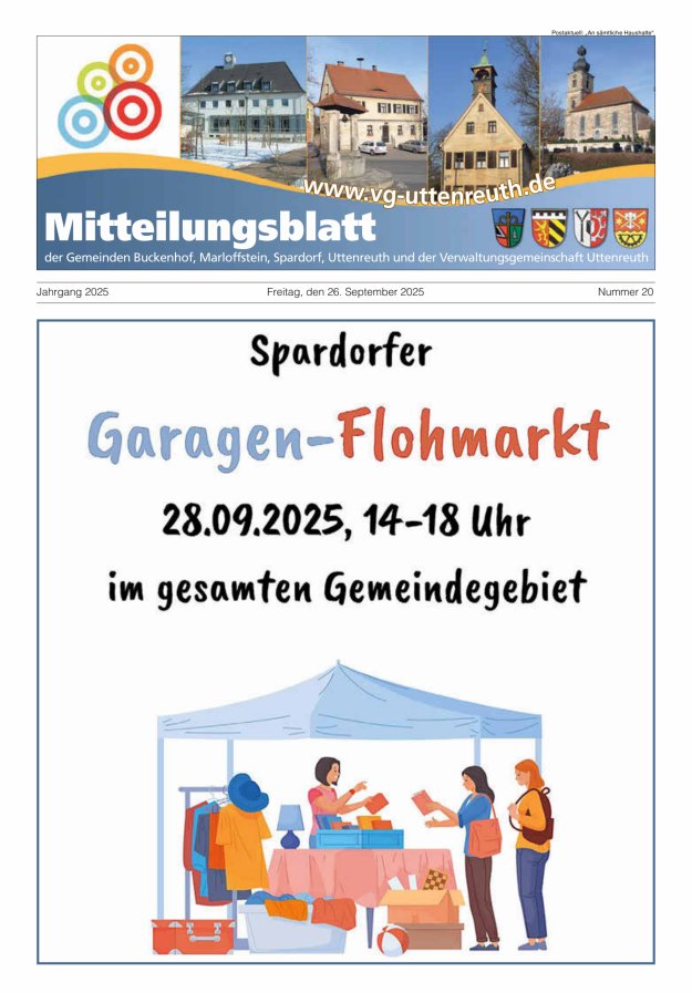 Mitteilungsblatt der Verwaltungsgemeinschaft Uttenreuth Titelblatt 20/2025