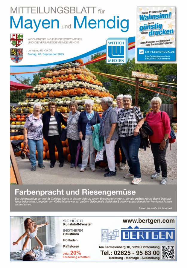 Mitteilungsblatt für Mayen und Mendig Titelblatt 39/2025