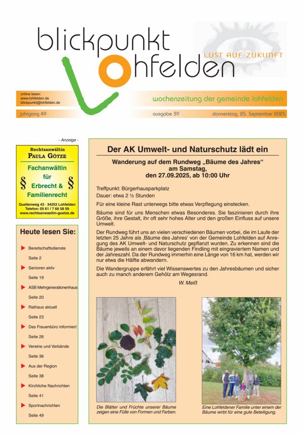 Blickpunkt Lohfelden Titelblatt 39/2025