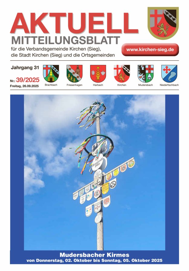 Aktuell - Mitteilungsblatt für die VG Kirchen (Sieg) Titelblatt 39/2025