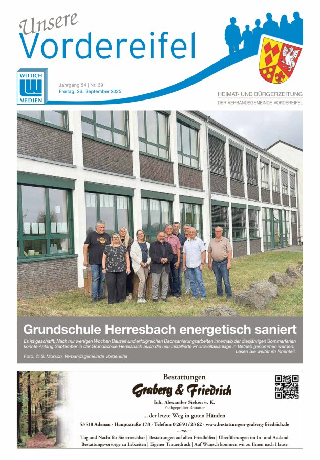 Mitteilungsblatt Vordereifel - Heimat- u Bürgerzeitung der VG Vordereifel Titelblatt 39/2025