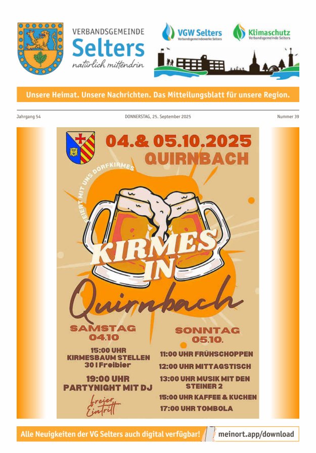 Unsere Verbandsgemeinde Selters Ww Titelblatt 39/2025