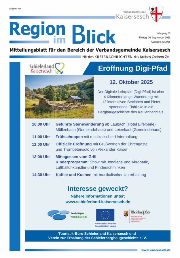 Region im Blick VG Kaisersesch Titelblatt 39/2025