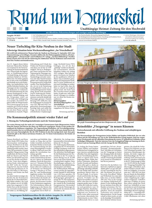 Rund um Hermeskeil Titelblatt 39/2025