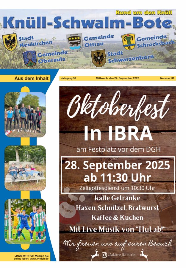 Knüll-Schwalm-Bote Titelblatt 39/2025