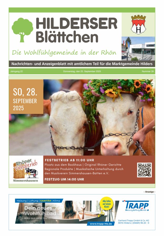 Hilderser Blättchen Titelblatt 39/2025