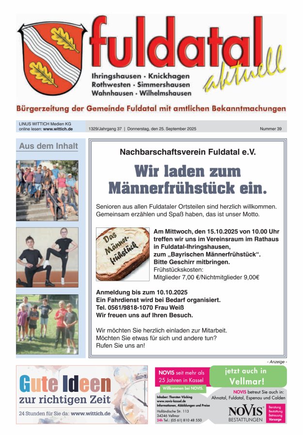 Fuldatal aktuell Titelblatt 39/2025