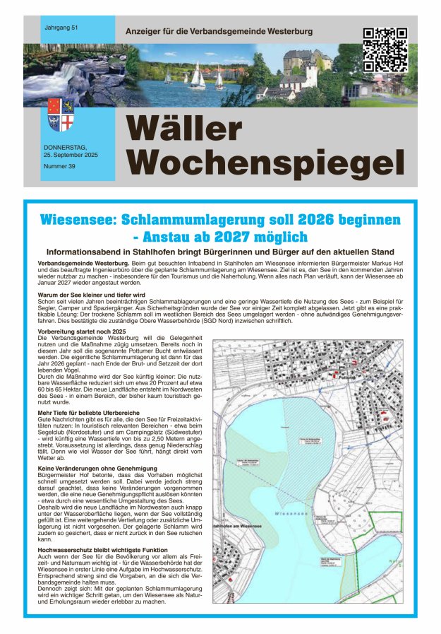 Wäller Wochenspiegel - Anzeiger für die Verbandsgemeinde Westerburg Titelblatt 39/2025