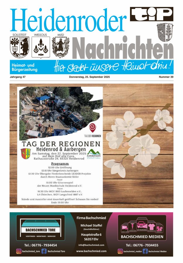"tip" Heidenroder Nachrichten Titelblatt 39/2025