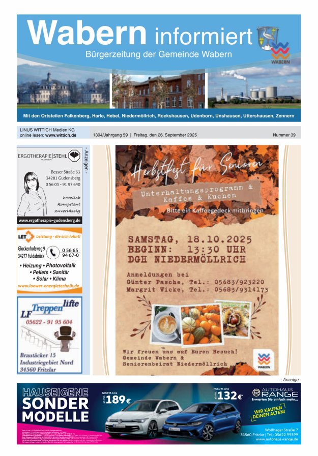 Wabern informiert Titelblatt 39/2025