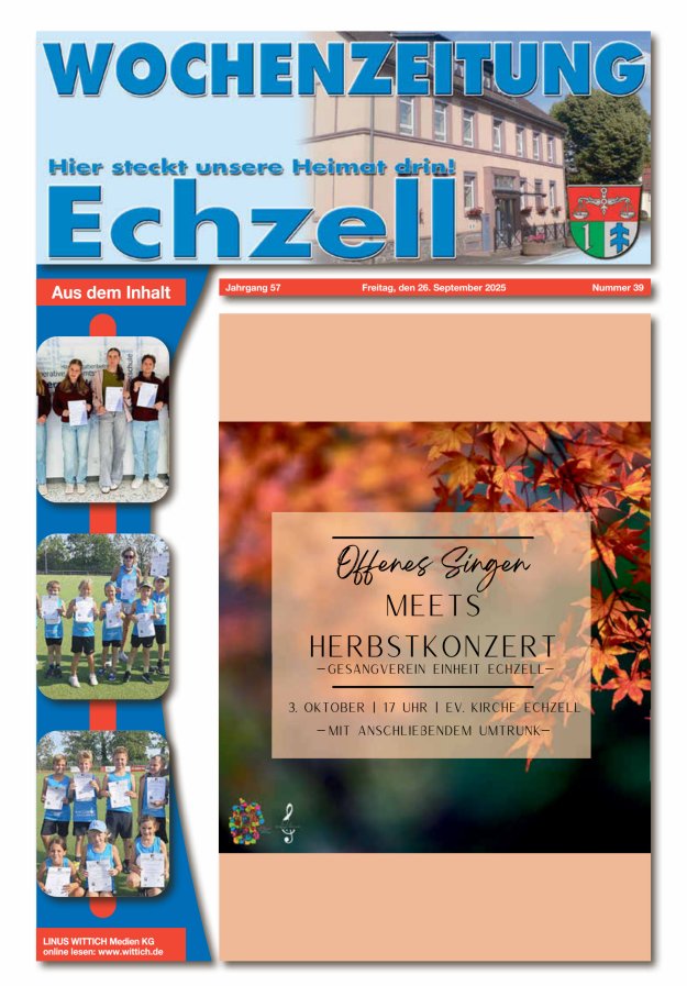 Wochenzeitung für die Gemeinde Echzell Titelblatt 39/2025
