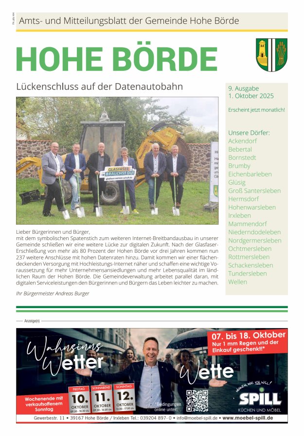 Amts- und Mitteilungsblatt der Gemeinde Hohe Börde Titelblatt 09/2025