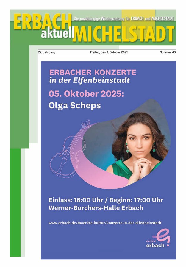 Erbach-Michelstadt aktuell Titelblatt 40/2025
