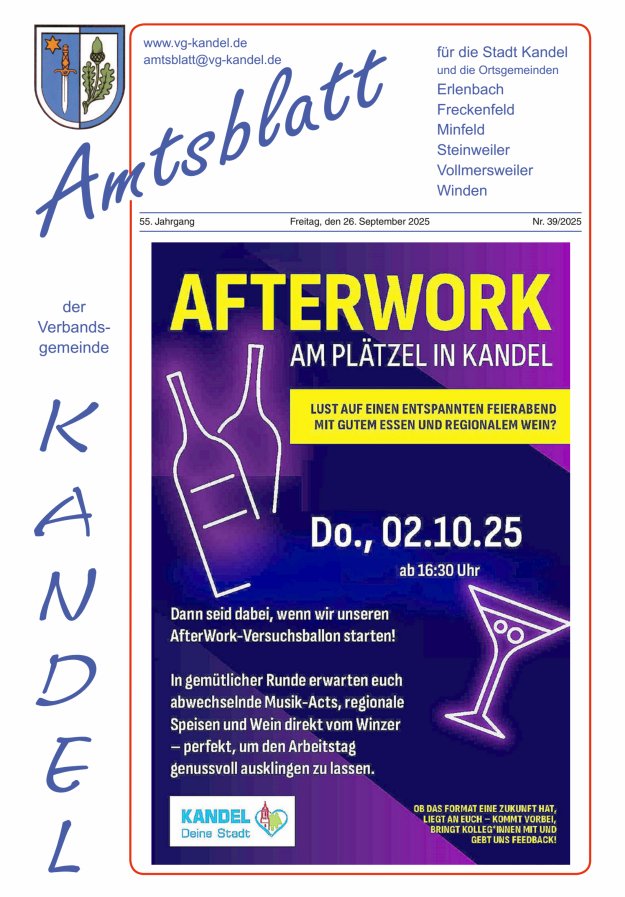 Amtsblatt VG Kandel Titelblatt 39/2025