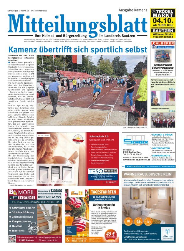 Mitteilungsblatt LK Bautzen Ausgabe Kamenz Titelblatt 38/2025