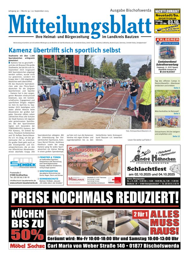 Mitteilungsblatt LK Bautzen Ausgabe Bischofswerda Titelblatt 38/2025