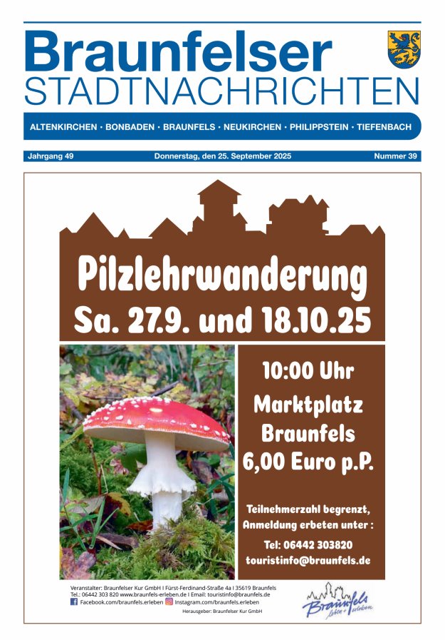 Braunfelser Stadtnachrichten Titelblatt 39/2025