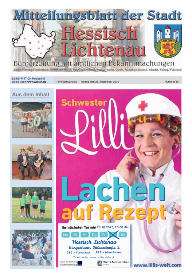 Mitteilungsblatt der Stadt Hess Lichtenau Titelblatt 39/2025