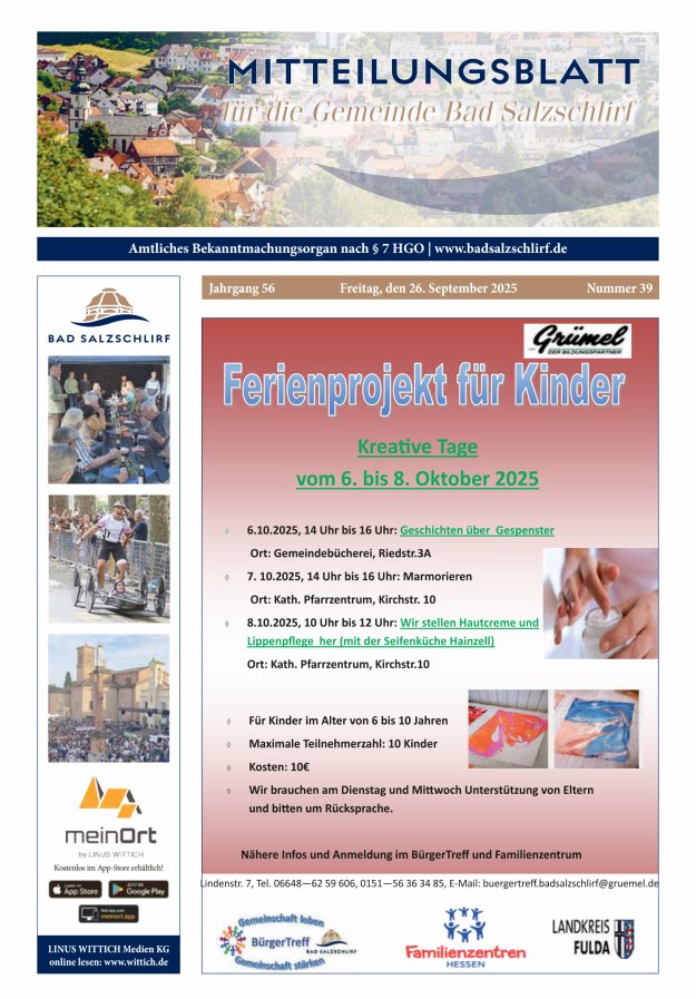 Amtliches Bekanntmachungsorgan der Gemeinde Bad Salzschlirf Titelblatt 39/2025