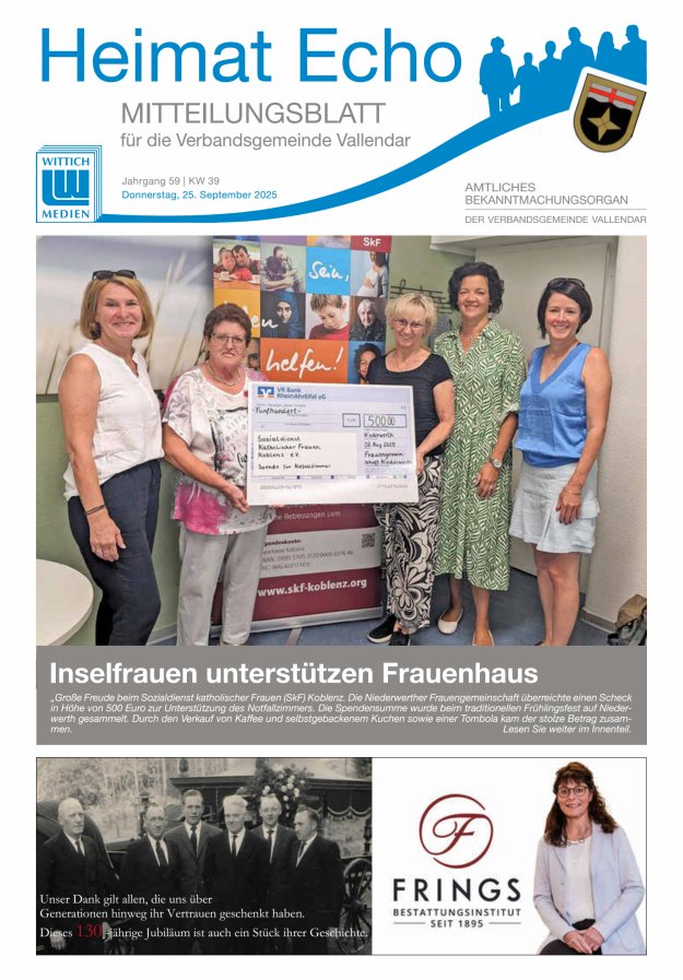 Heimat-Echo - Heimat- und Bürgerzeitung Verbandsgemeinde Vallendar Titelblatt 39/2025
