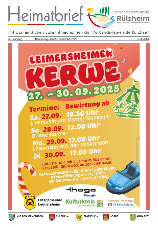 Heimatbrief VG Rülzheim Titelblatt 39/2025