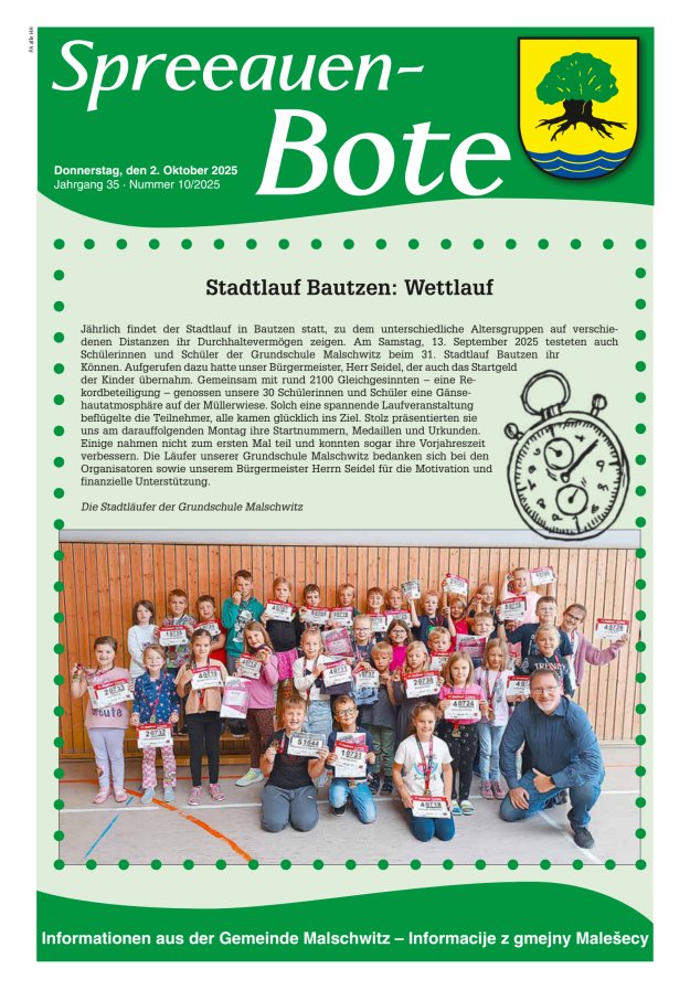 Spreeauen-Bote - Amtsblatt der Gemeinde Malschwitz Titelblatt 10/2025