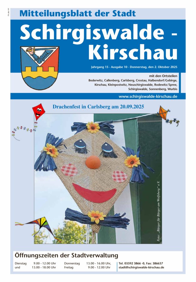Amtliches Mitteilungsblatt der Stadt Schirgiswalde-Kirschau mit den Ortsteilen Titelblatt 10/2025