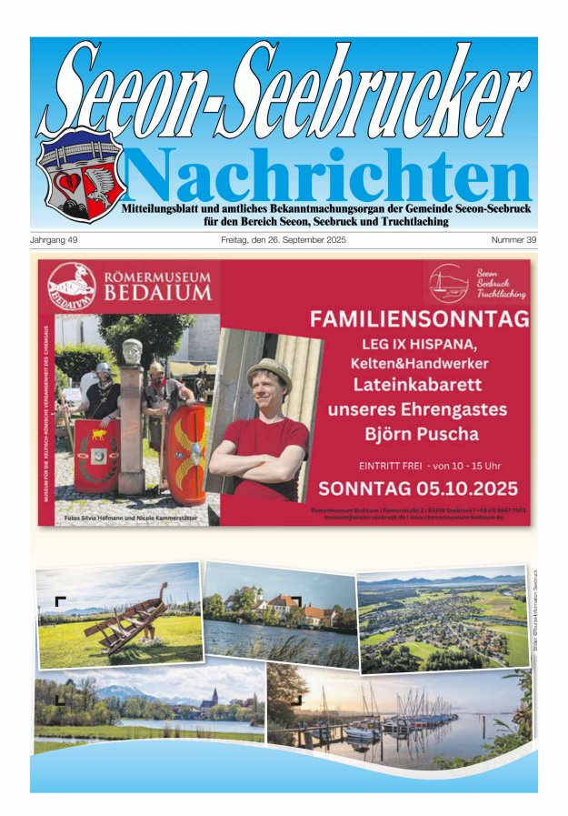 Seeon-Seebrucker Nachrichten Titelblatt 39/2025