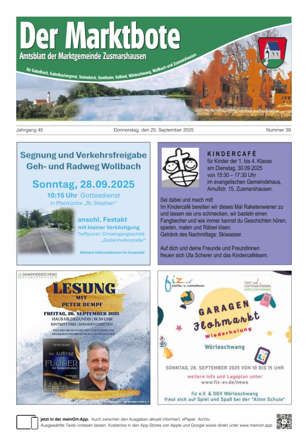 Zusmarshausen - Der Marktbote Titelblatt 39/2025