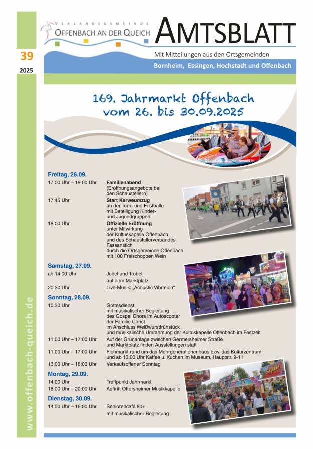 Amtsblatt VG Offenbach an der Queich Titelblatt 39/2025