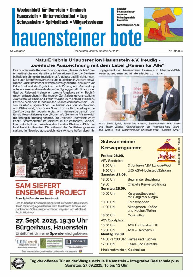 Hauensteiner Bote Titelblatt 39/2025