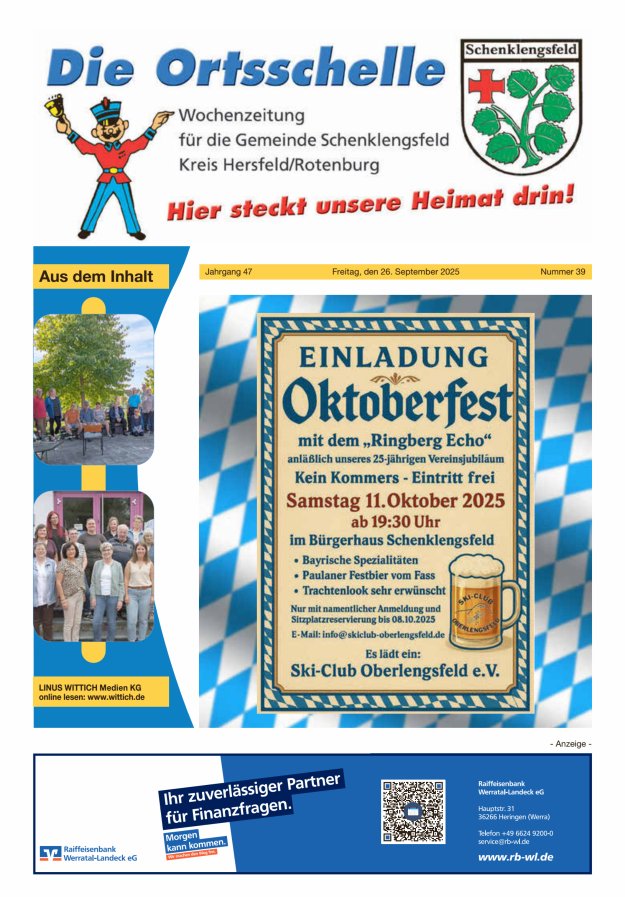 Die Ortsschelle Titelblatt 39/2025
