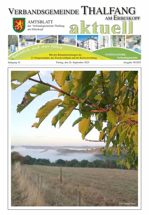 Thalfang aktuell - Amtsblatt VG Thalfang Titelblatt 39/2025