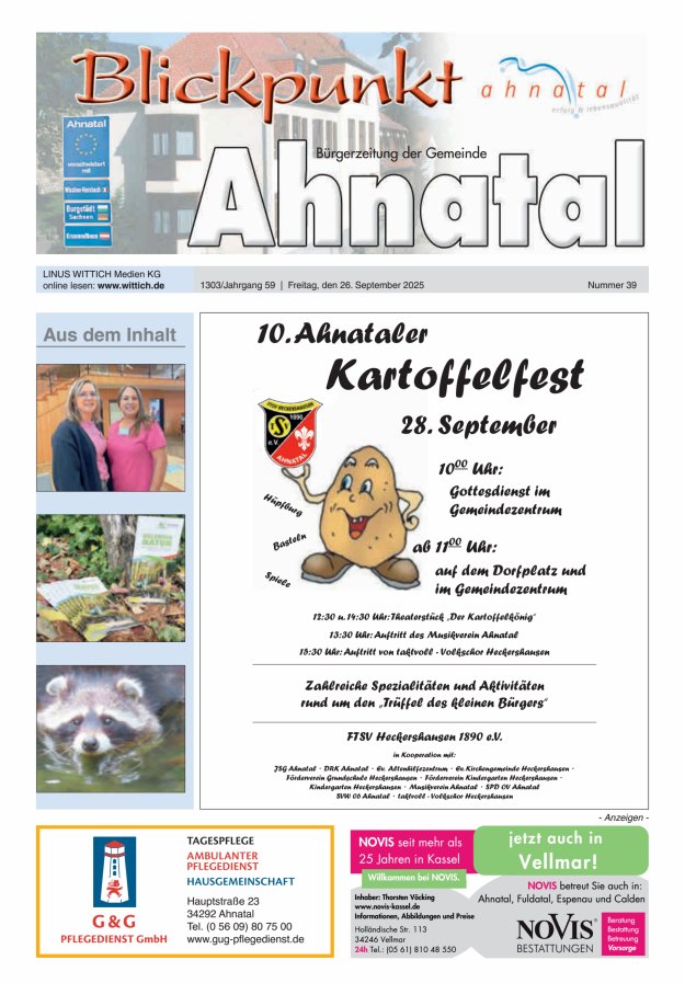 Blickpunkt Ahnatal Titelblatt 39/2025