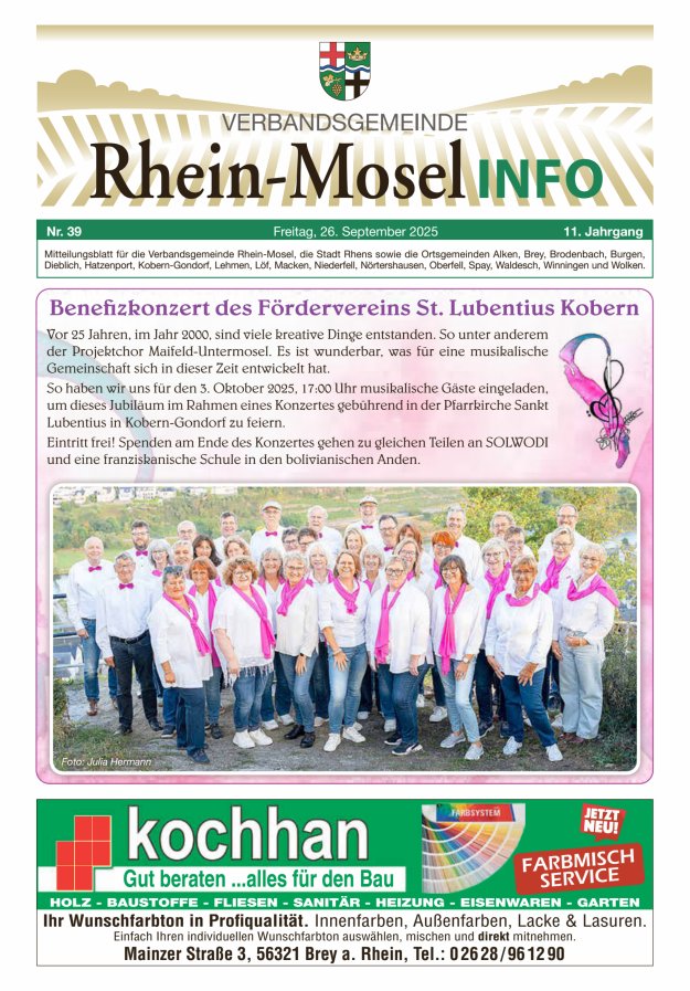 Rhein-Mosel Info Titelblatt 39/2025
