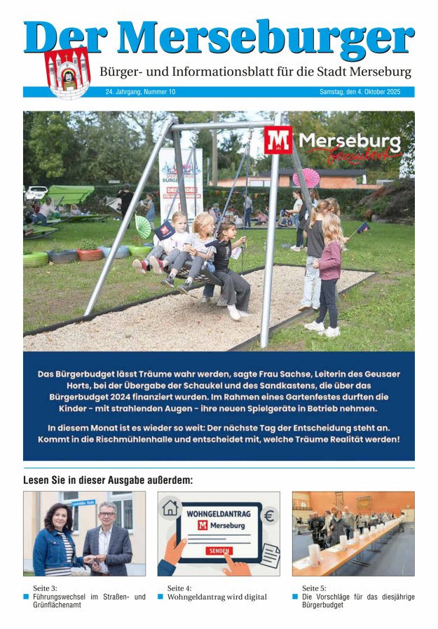 Der Merseburger - Bürger- und Informationsblatt für die Stadt Merseburg Titelblatt 10/2025