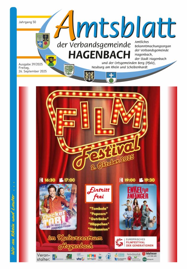 Amtsblatt der VG Hagenbach Titelblatt 39/2025