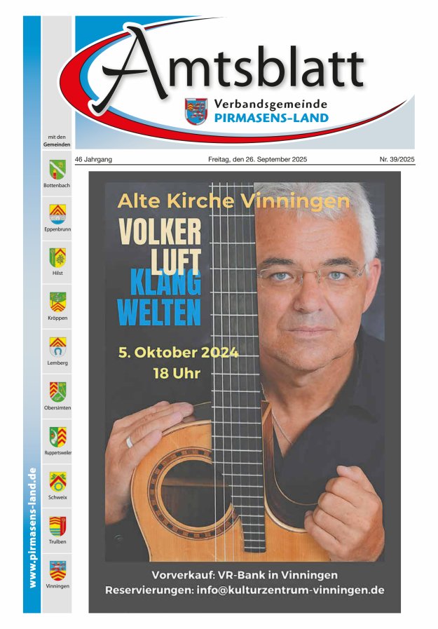 Amtsblatt VG Pirmasens-Land Titelblatt 39/2025