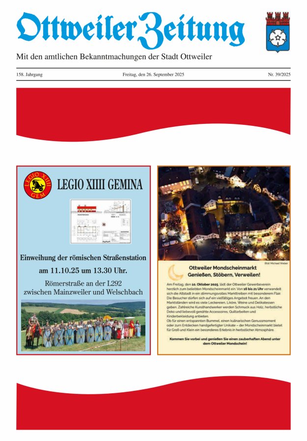 Ottweiler Zeitung Titelblatt 39/2025