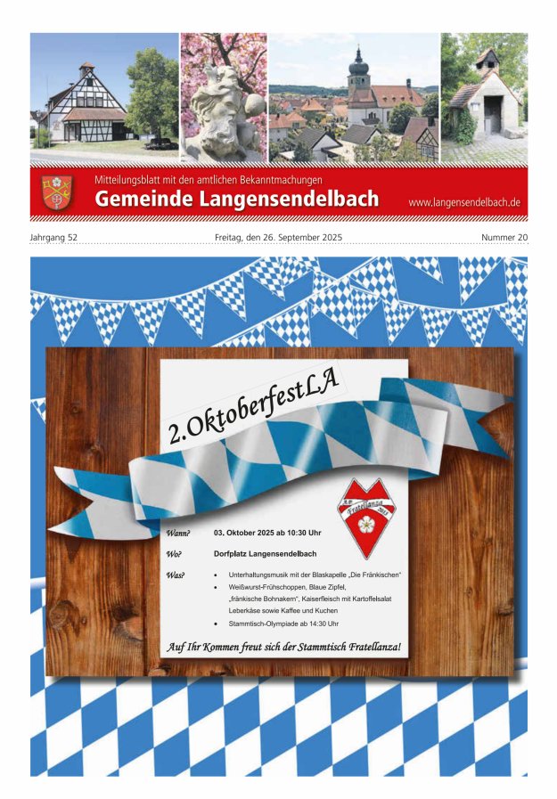 Mitteilungsblatt - Gemeinde Langensendelbach Titelblatt 20/2025