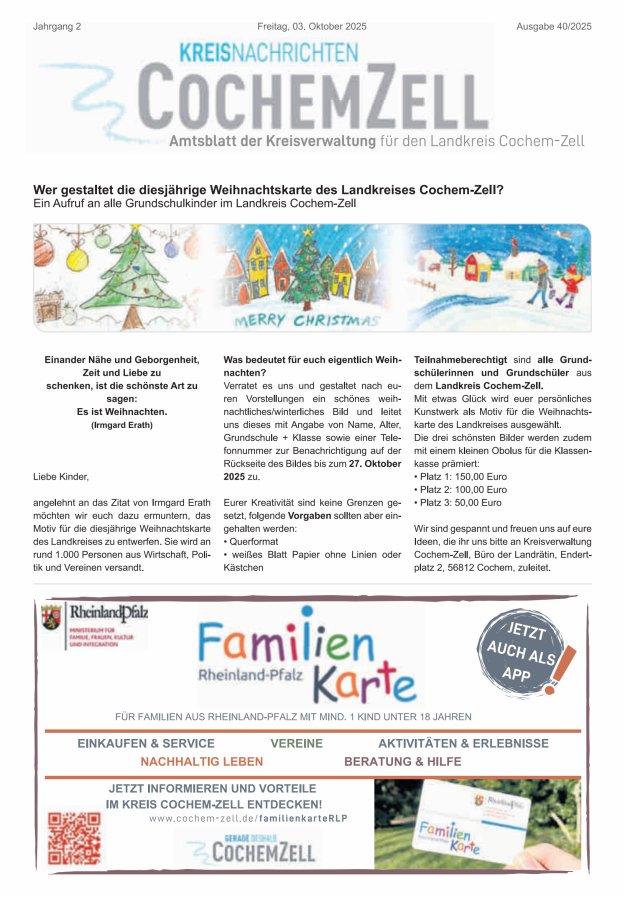 Kreisnachrichten Cochem-Zell Titelblatt 40/2025