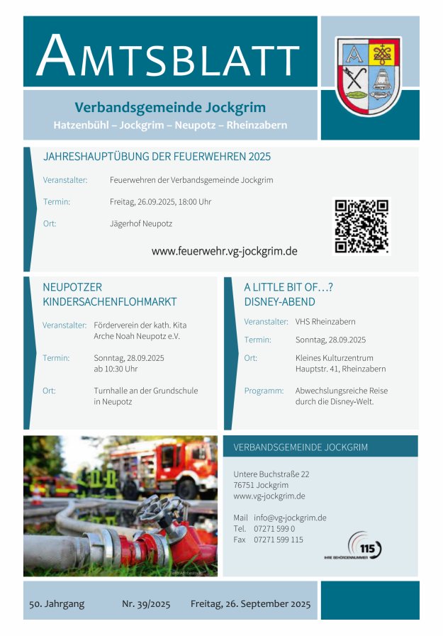 Amtsblatt VG Jockgrim Titelblatt 39/2025