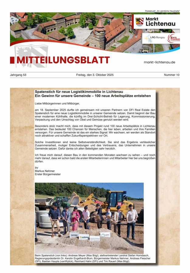 Markt Lichtenau in Bayern Titelblatt 10/2025