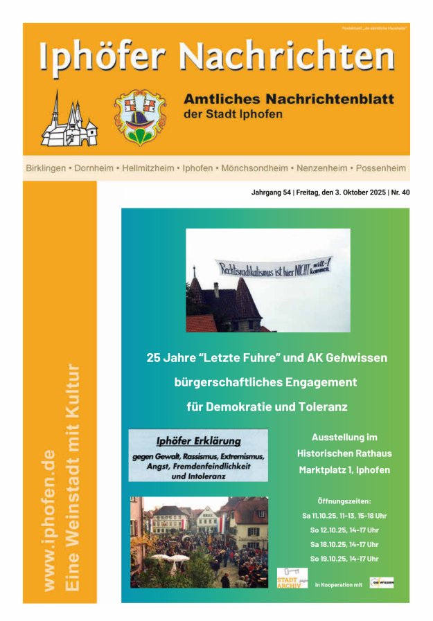 Iphöfer Nachrichten Titelblatt 40/2025