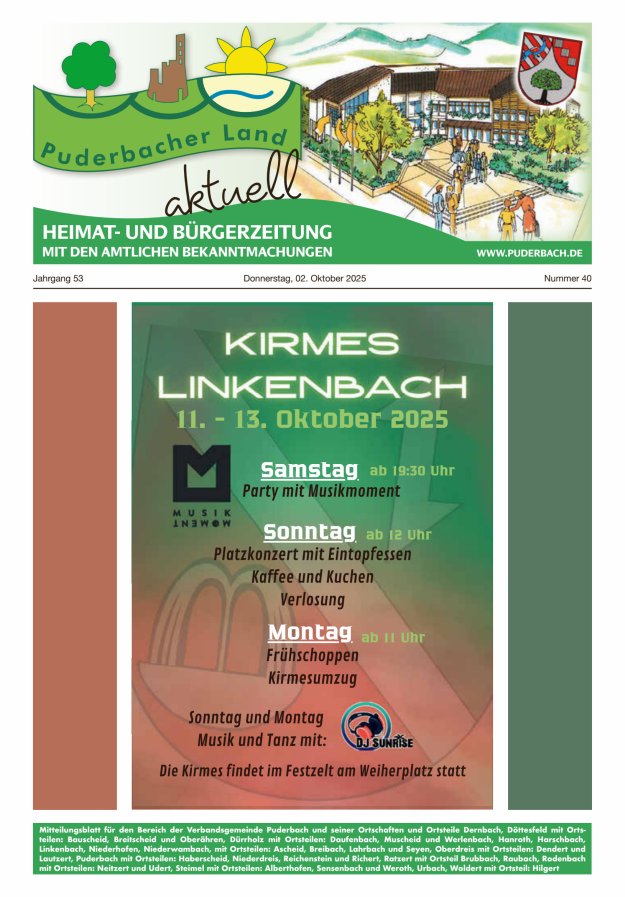 Puderbacher Land aktuell Titelblatt 40/2025