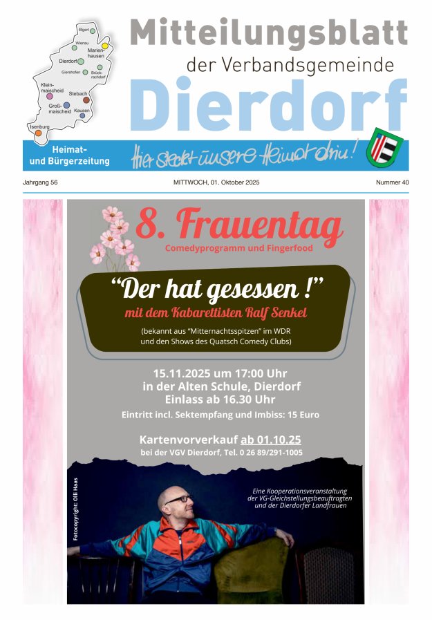 Mitteilungsblatt der Verbandsgemeinde Dierdorf Titelblatt 40/2025