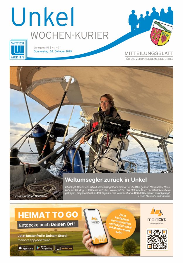 Wochen-Kurier Verbandsgemeinde Unkel Titelblatt 40/2025