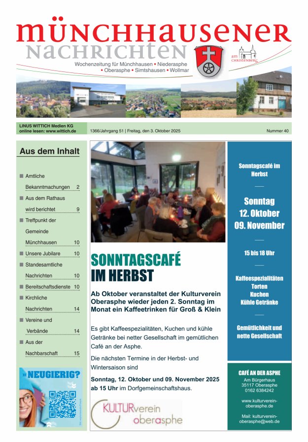 Münchhausener Nachrichten Titelblatt 40/2025